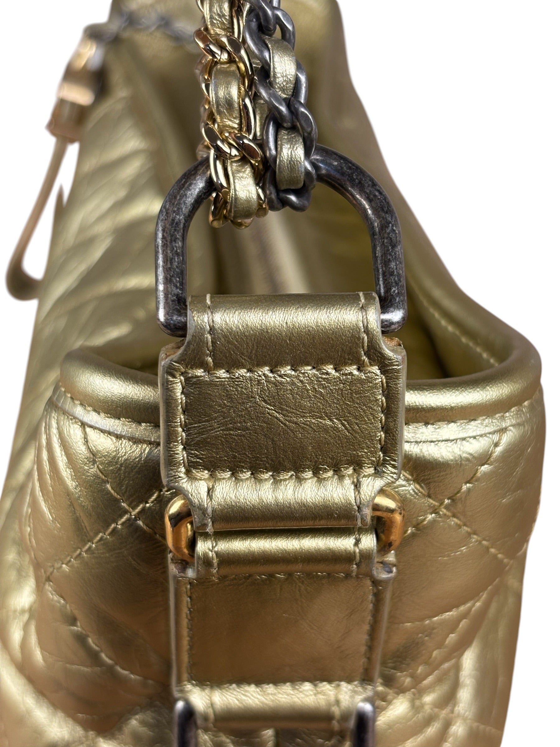 Chanel Gold Leather Gabrielle Hobo 2016