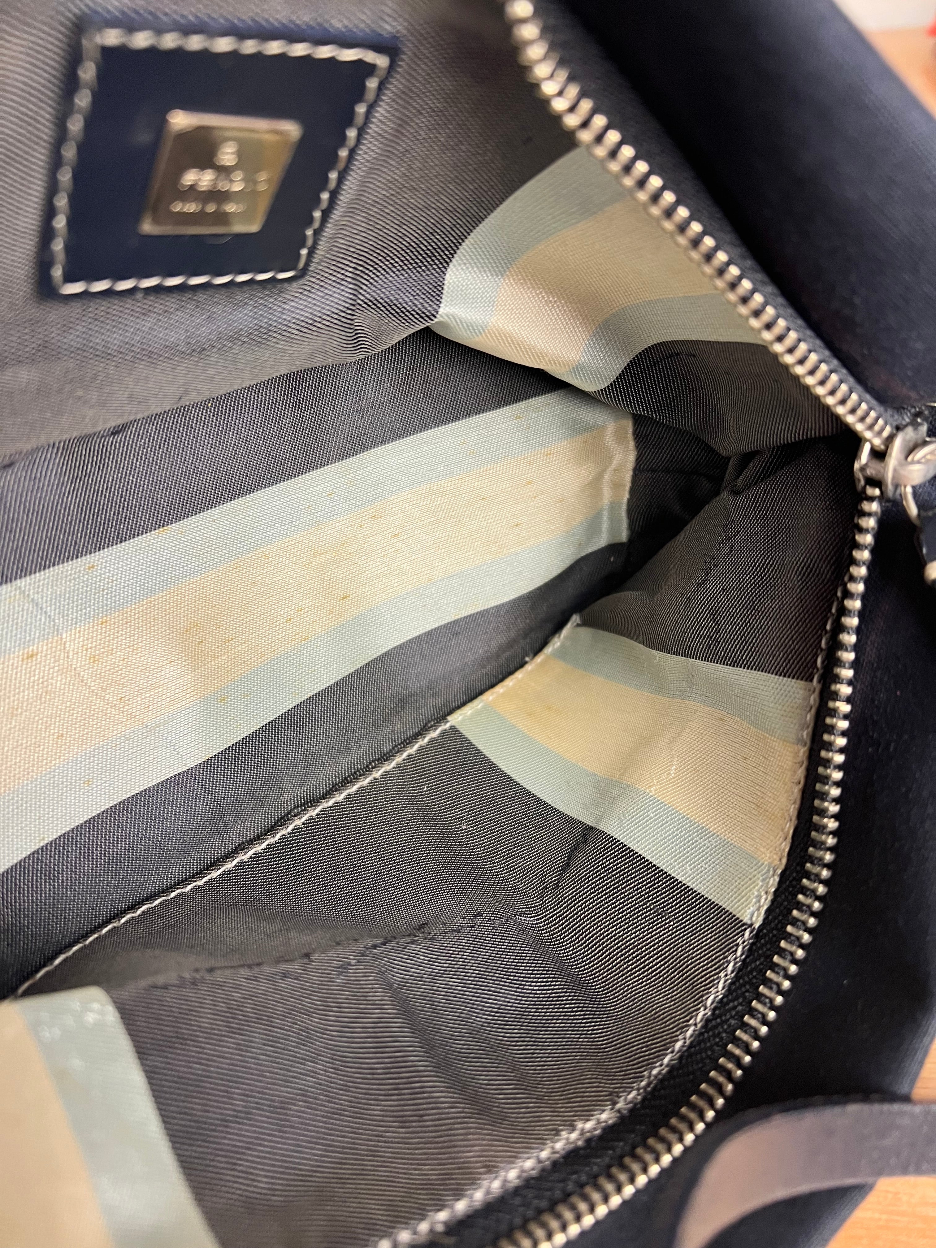 Fendi Vintage Navy Wave Buckle Pochette