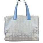 Chanel Light Blue Nylon/Leather Trim Travel Line Tote 2002