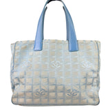 Chanel Light Blue Nylon/Leather Trim Travel Line Tote 2002