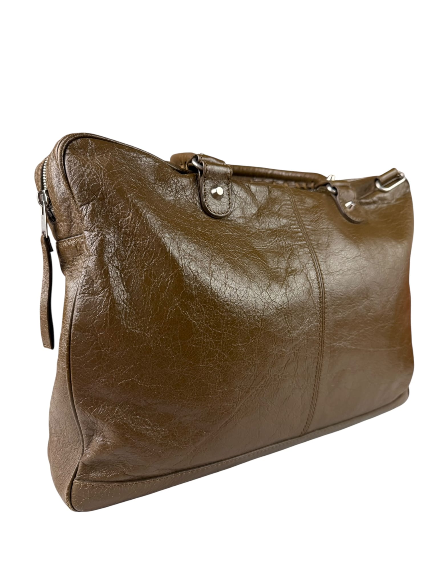 Balenciaga Brown Motocross Classic Travel Bag