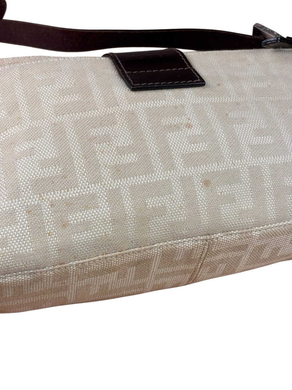 Fendi Cream Zucca Canvas Baguette Shoulder Bag