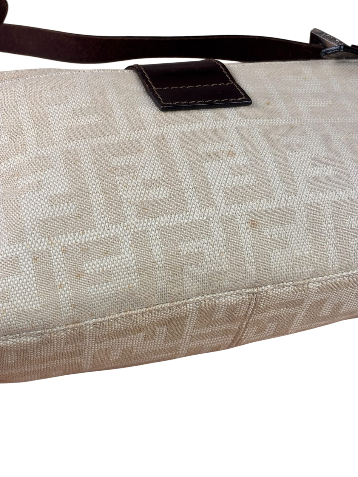 Fendi Cream Zucca Canvas Baguette Shoulder Bag