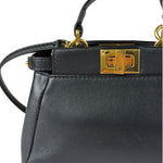 Fendi Black Leather Nano Peekaboo Two-Way Bag