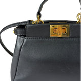 Fendi Black Leather Nano Peekaboo Two-Way Bag