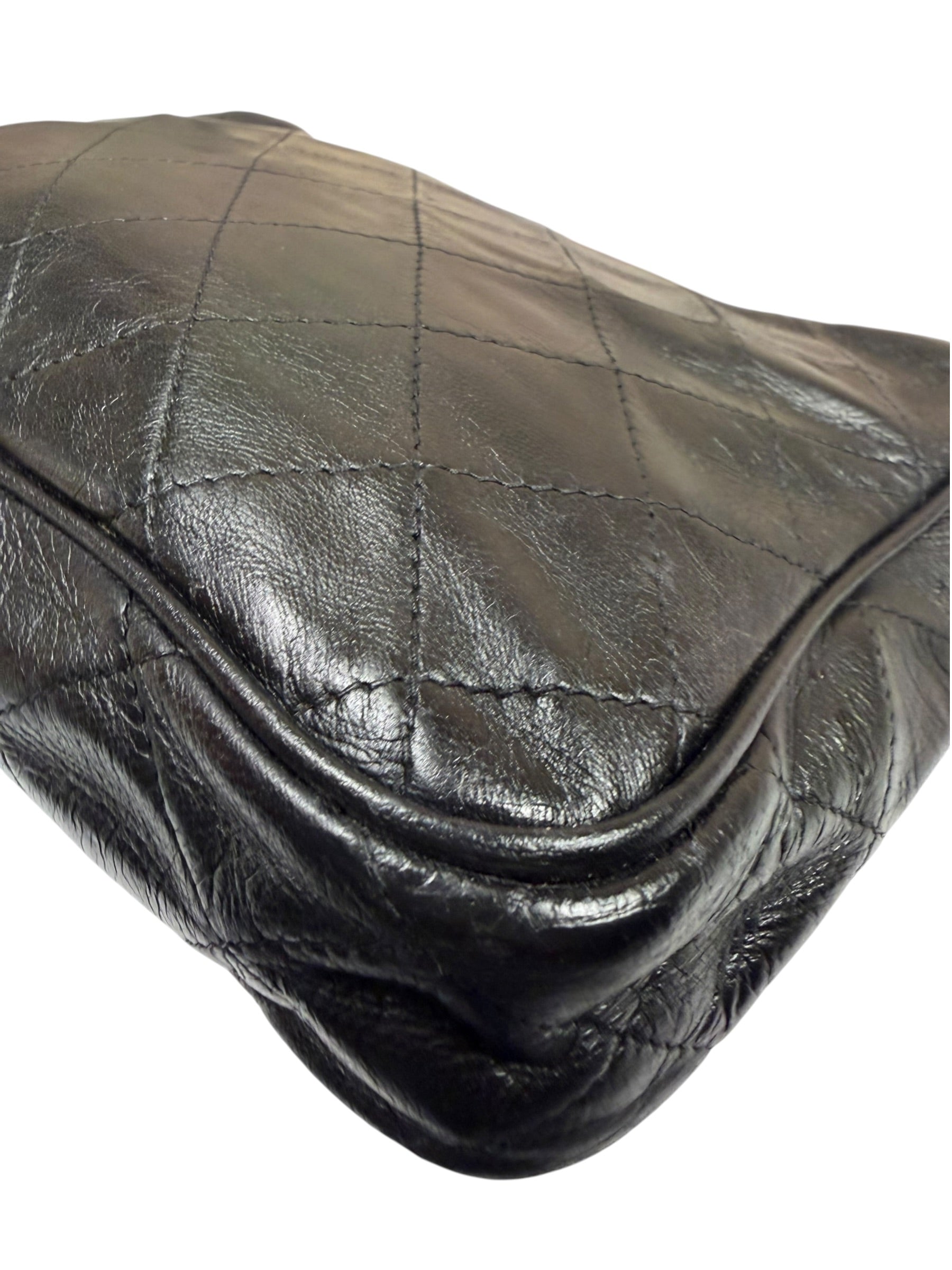 Chanel Vintage Black Quilted Lambskin Camera Bag 1986