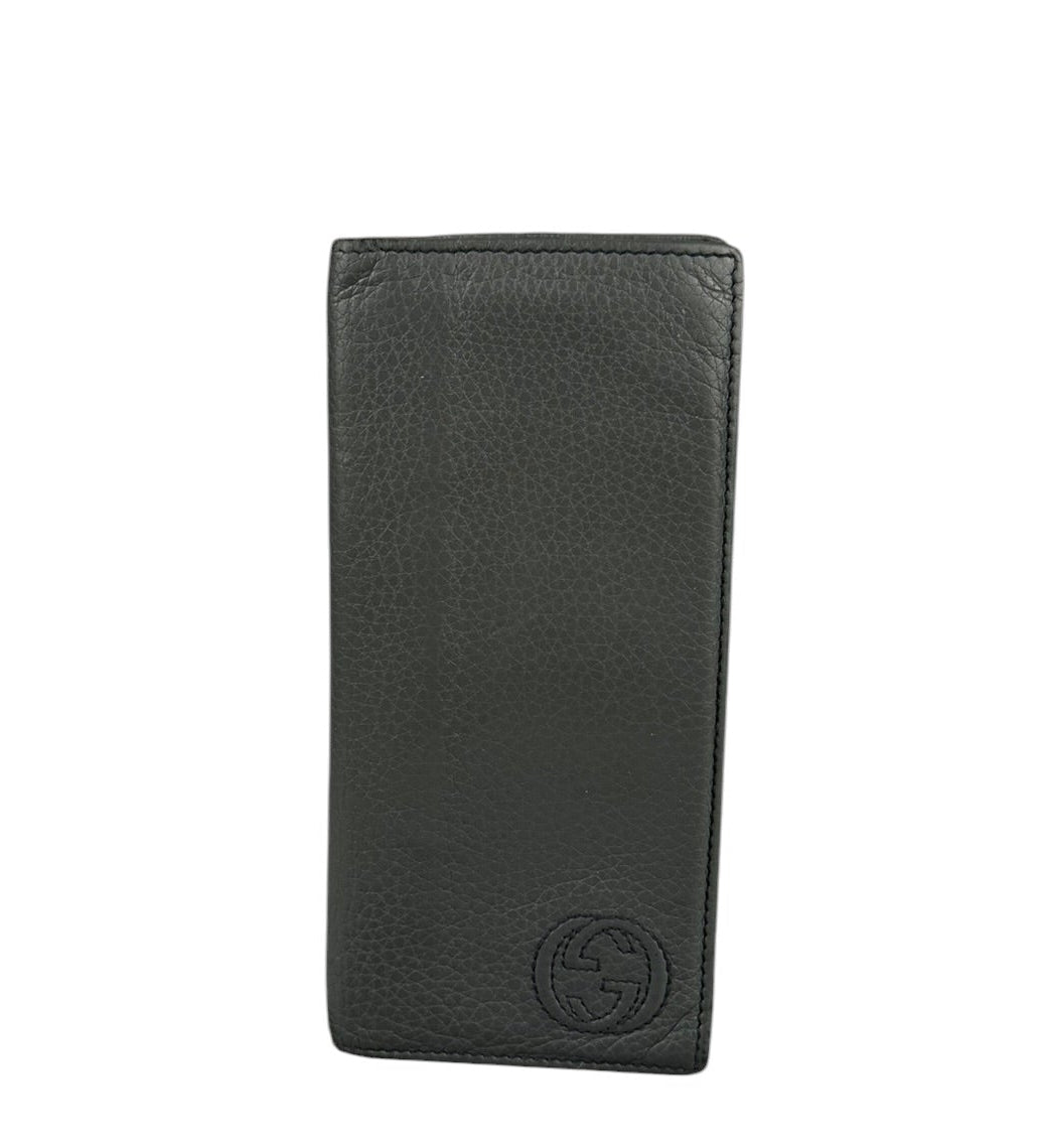 Gucci Grey Pebbled Leather Long Wallet