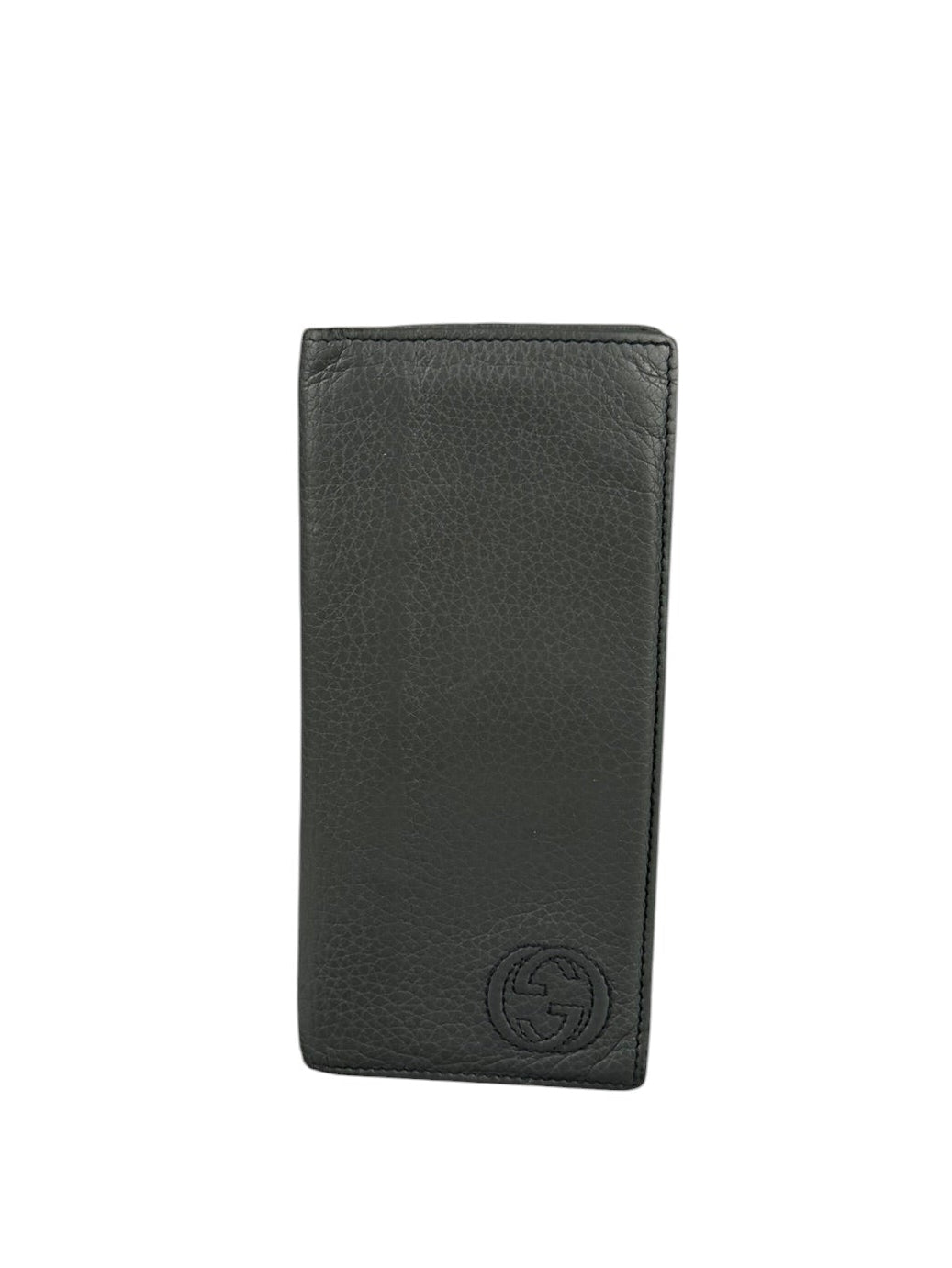 Gucci Grey Pebbled Leather Long Wallet