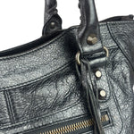Balenciaga Black Lambskin Moto Work Two-Way Bag