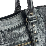 Balenciaga Black Lambskin Moto Work Two-Way Bag