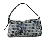 Fendi Navy Leather Trim Baguette