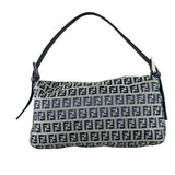 Fendi Navy Leather Trim Baguette