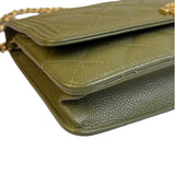 Chanel Olive Green Quilted Caviar Boy Flap Wallet On Chain 2017