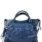 Balenciaga Navy Leather Moto Work Two-Way Bag