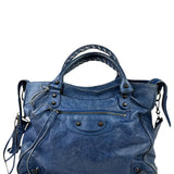 Balenciaga Navy Leather Moto Work Two-Way Bag