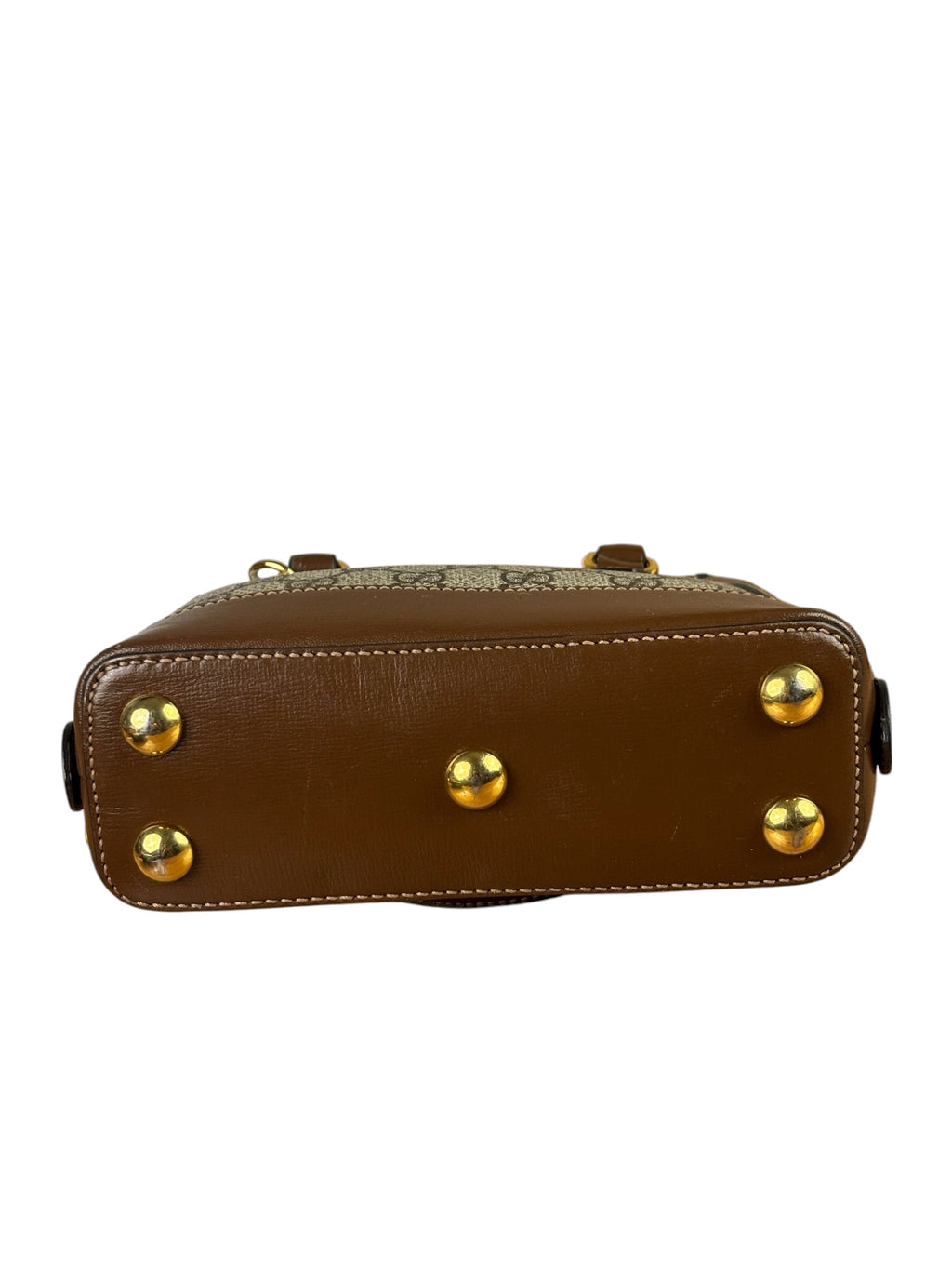 Gucci Brown Leather GG Horsebit Small Top Handle Bag 1955