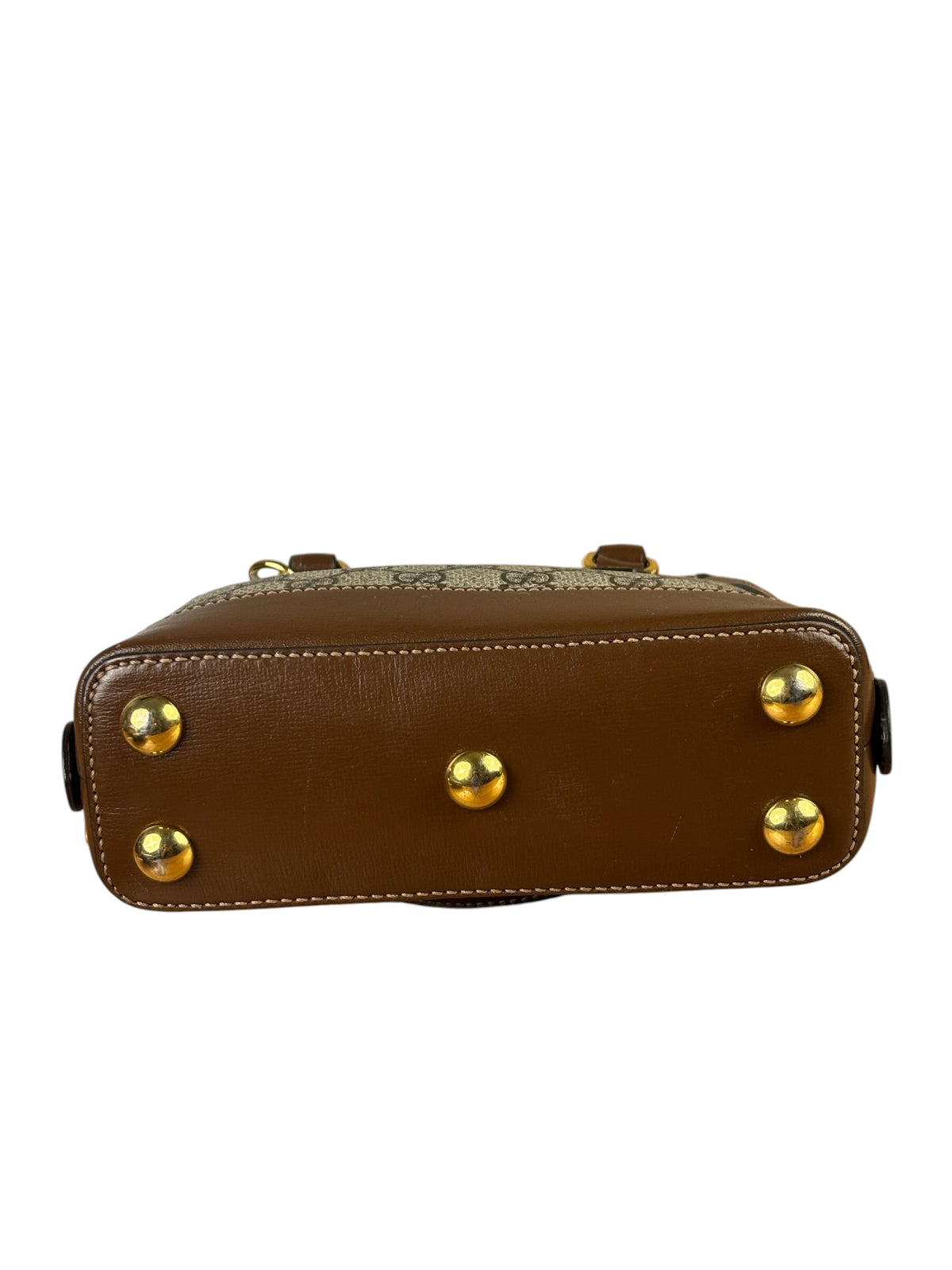Gucci Brown Leather GG Horsebit Small Top Handle Bag 1955