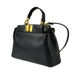 Fendi Black Leather Nano Peekaboo Two-Way Bag