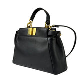 Fendi Black Leather Nano Peekaboo Two-Way Bag