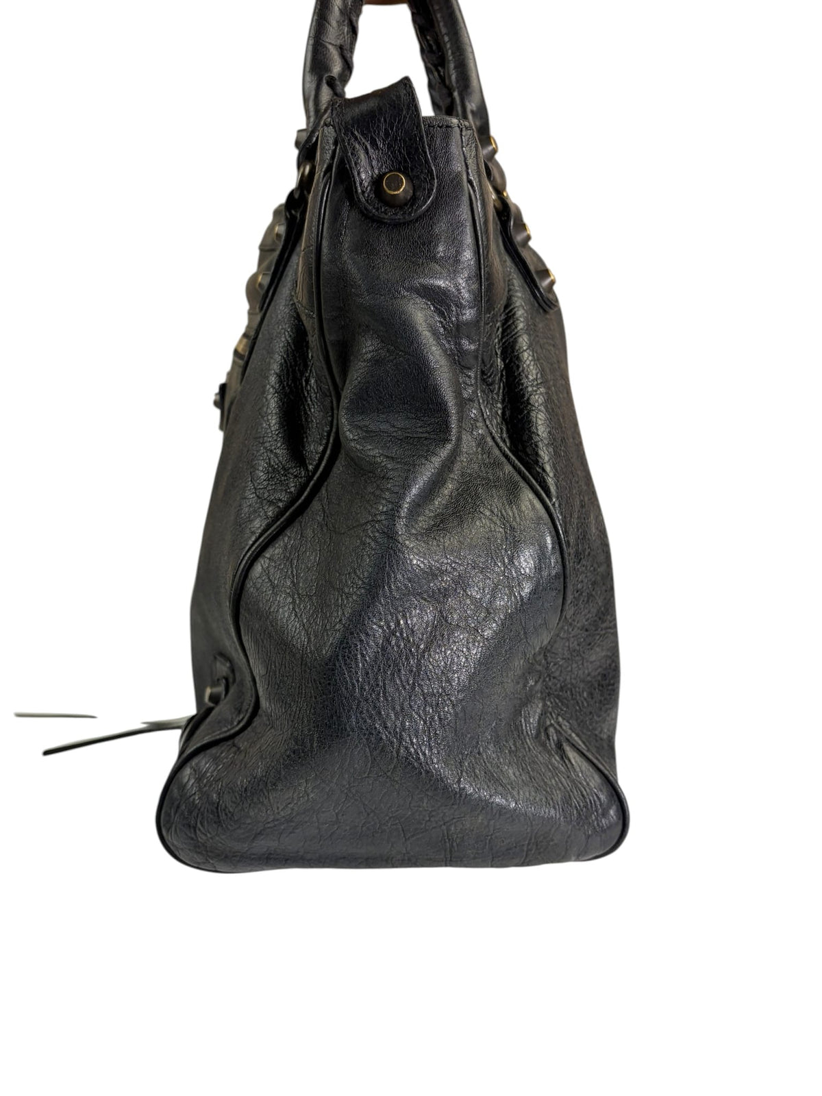 Blanciaga Black Lambskin Velo Moto Handbag