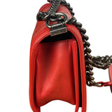 Chanel Red Quilted Lambskin Boy Flap Bag 2013
