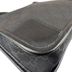 Gucci Black Canvas Leather Trim Shoulder Bag