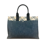 Burberry Vintage Blue Label Denim Nova Check Tote Bag