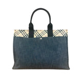 Burberry Vintage Blue Label Denim Nova Check Tote Bag