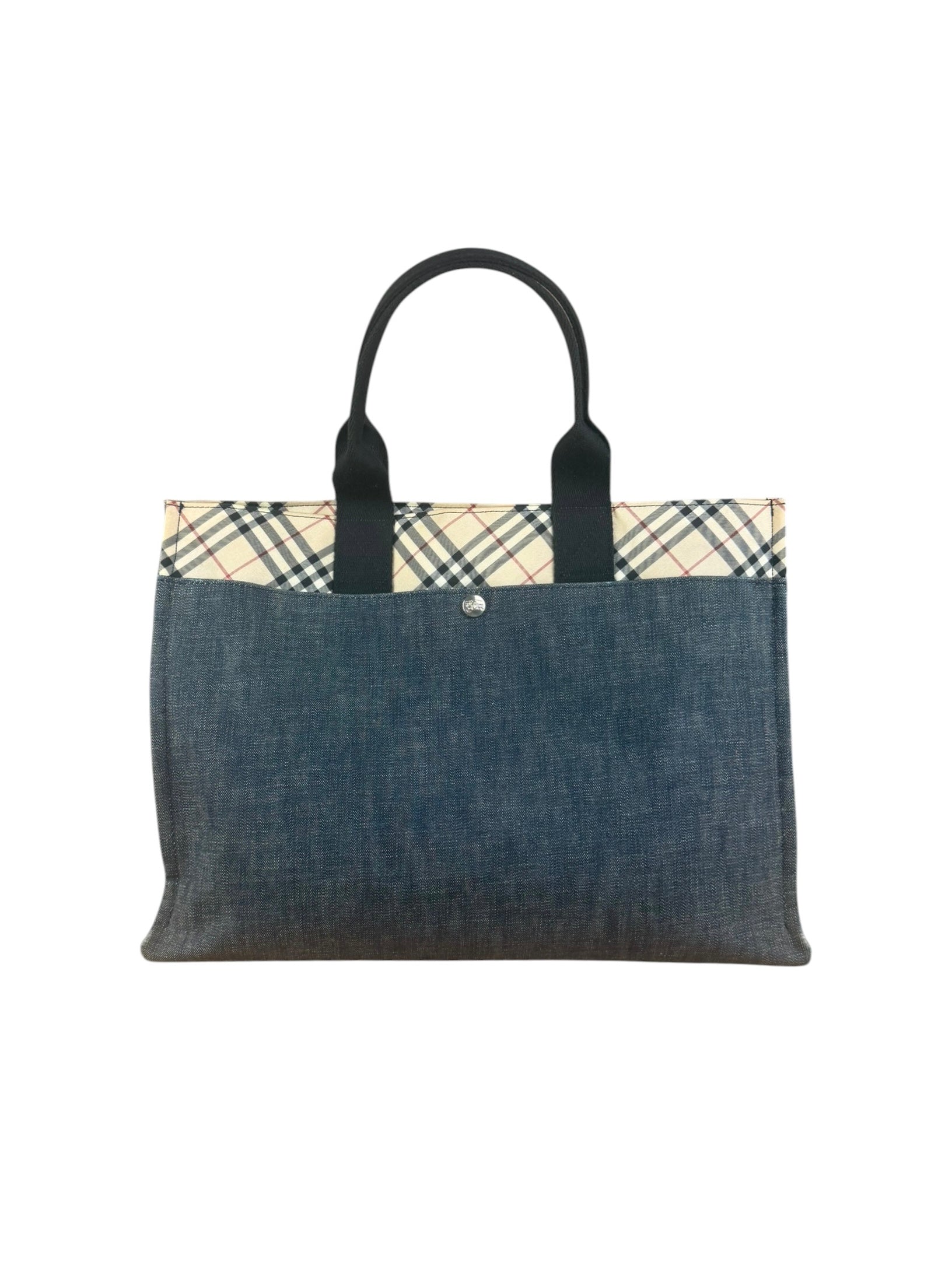Burberry Vintage Blue Label Denim Nova Check Tote Bag