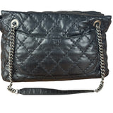 Chanel Black Leather Paris Moscow Flap/Chain Shoulder Bag 2005