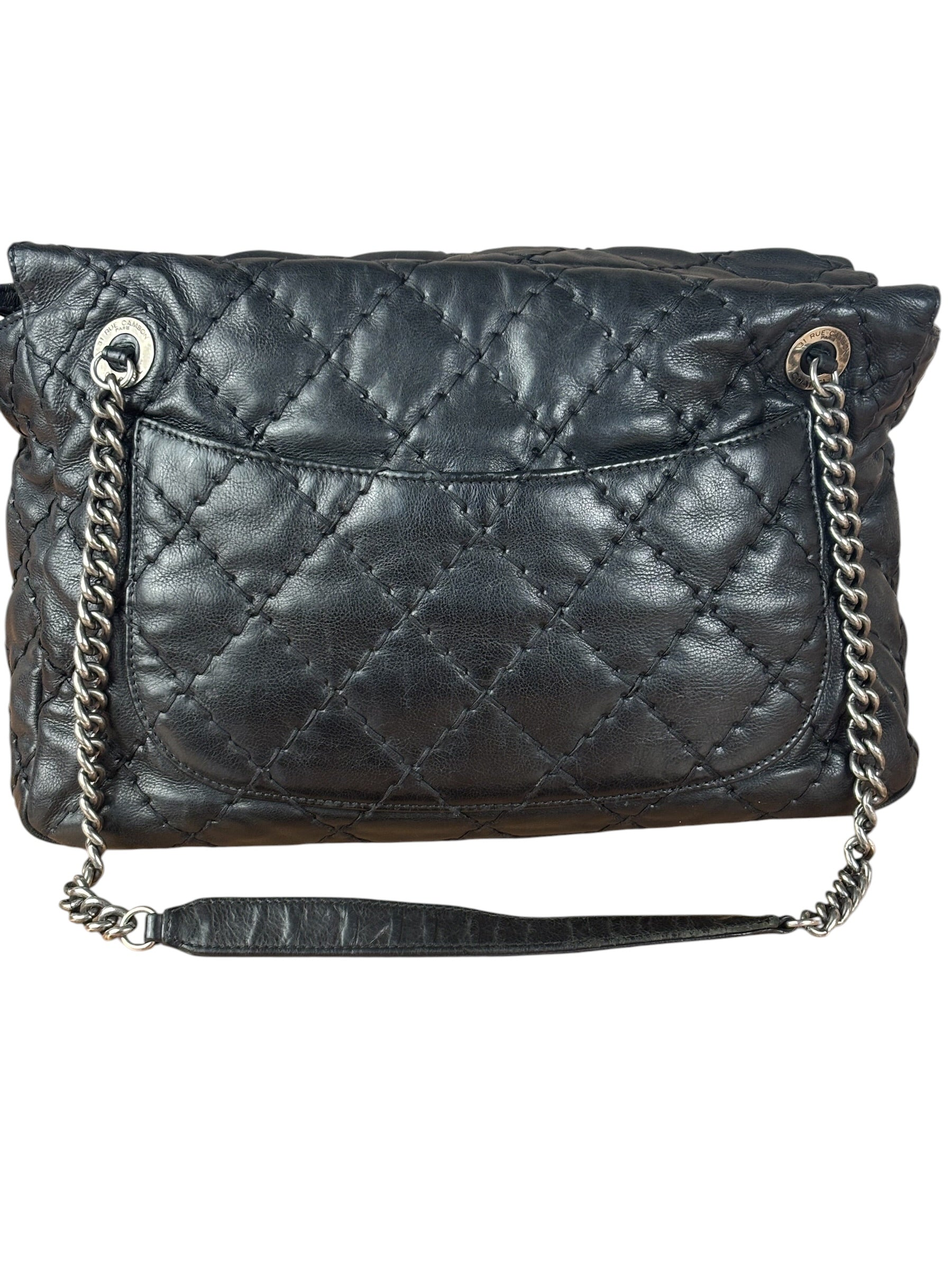 Chanel Black Leather Paris Moscow Flap/Chain Shoulder Bag 2005