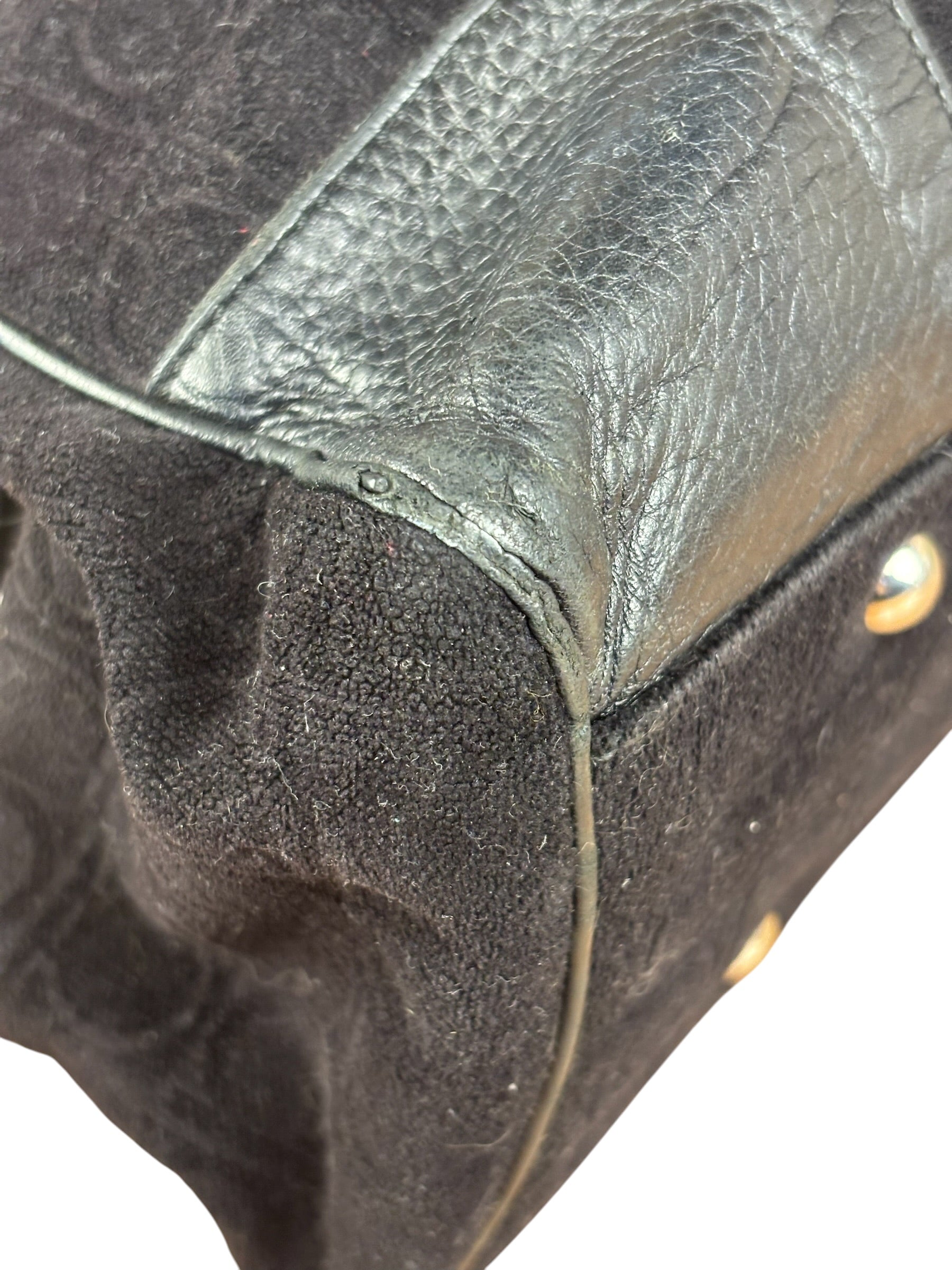 Salvatore Ferragamo Black Leather Trim Gancini Monogram Canvas Shoulder Bag