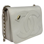 Chanel White Leather CC Mania Flap Bag 2019