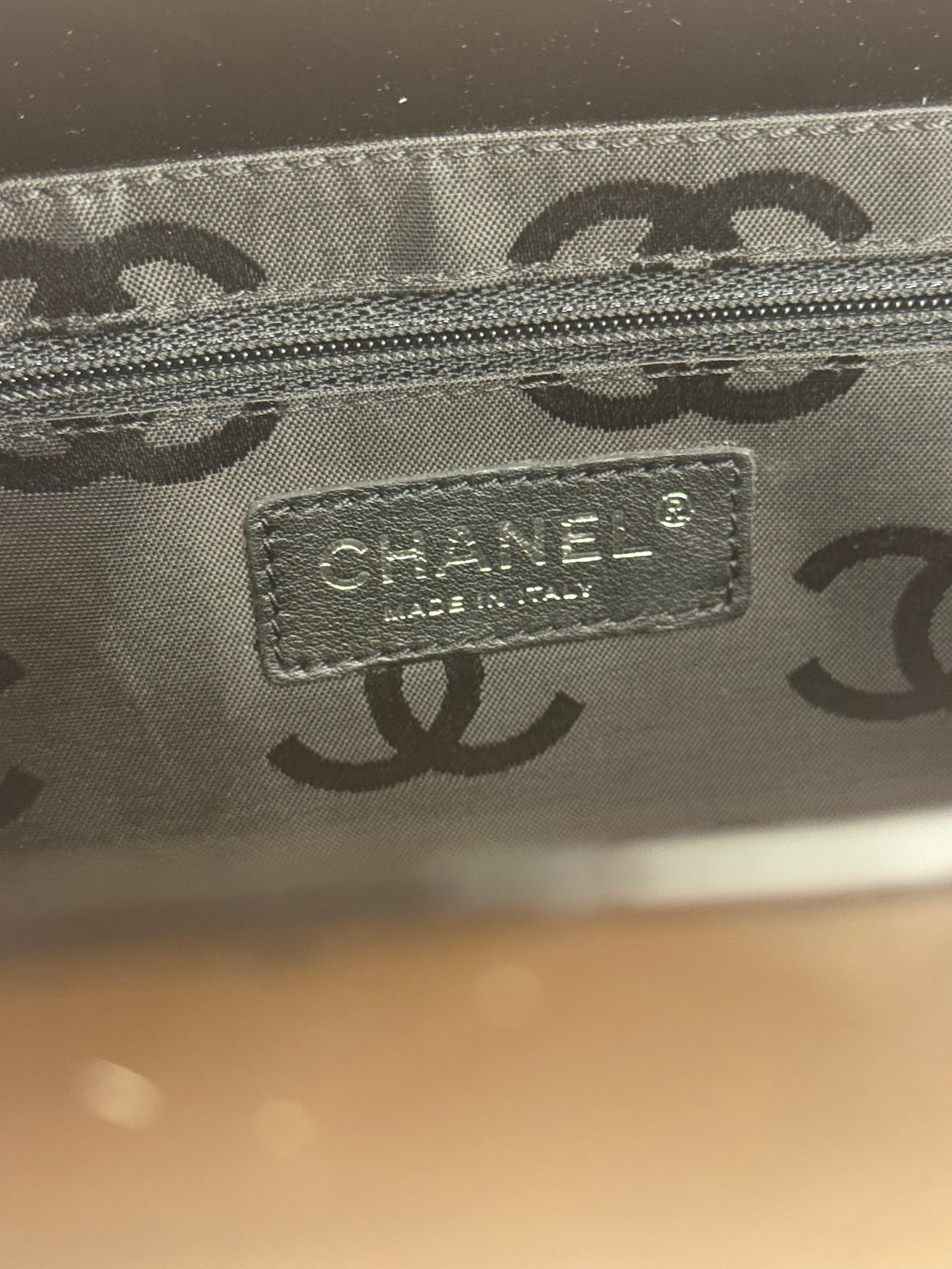 Chanel Vintage Black Patent Pony Hair Chain Pocket Tote 2005