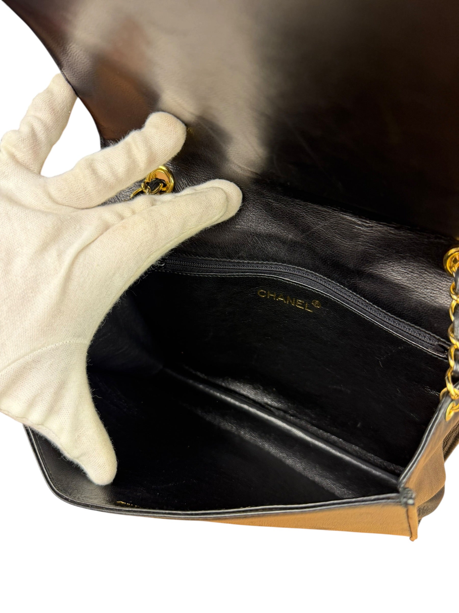 Chanel Black Diamond Stitch CC Timeless Chain Flap Bag '89-'91