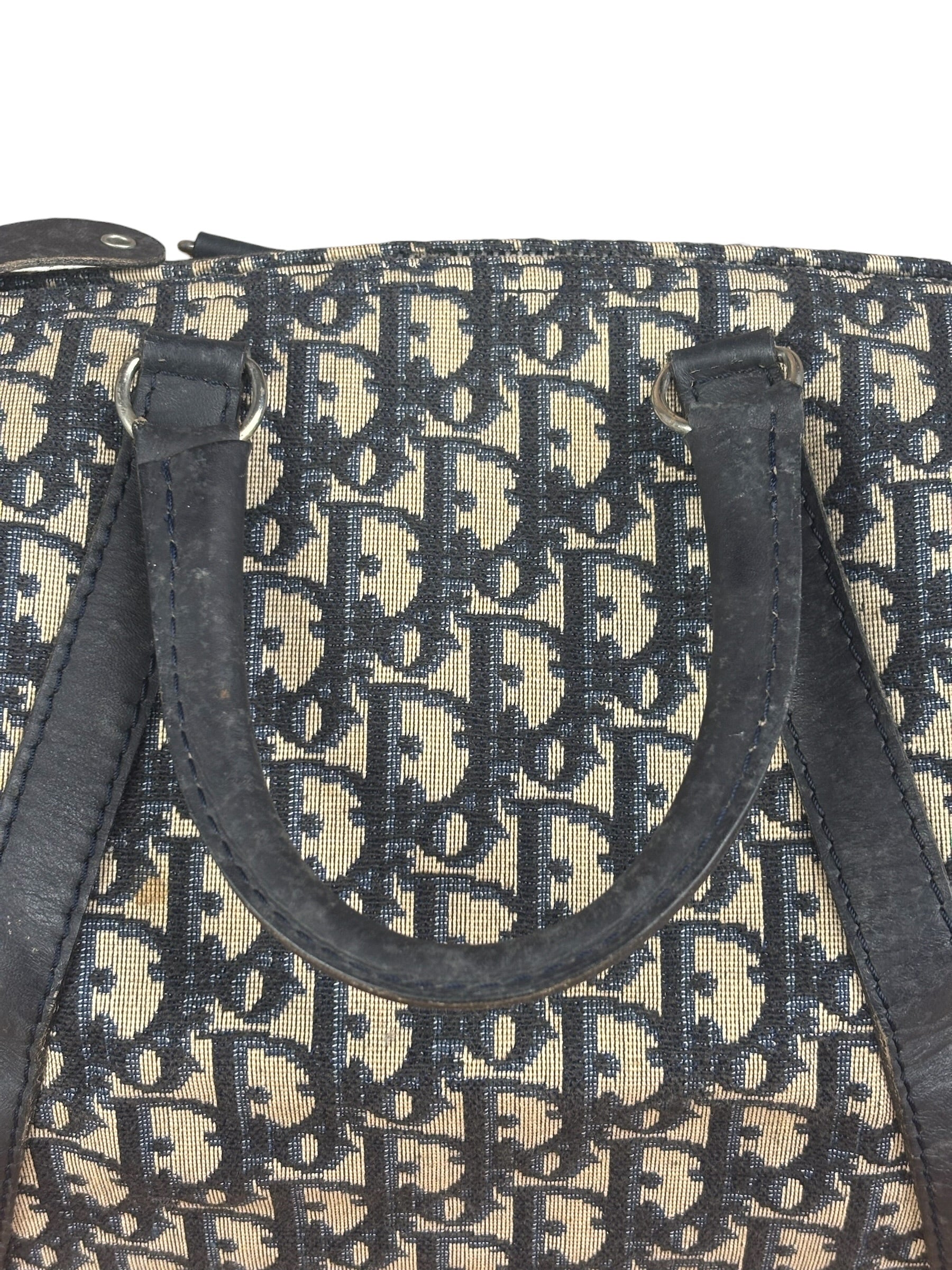 Christian Dior Vintage Blue Oblique Trotter Boston Bag