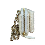 Chanel White Tweed Quilted Bow Wallet On Chain