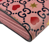 Gucci Pink Leather Dionysus GGCrystal Valentines Small Wallet On Chain