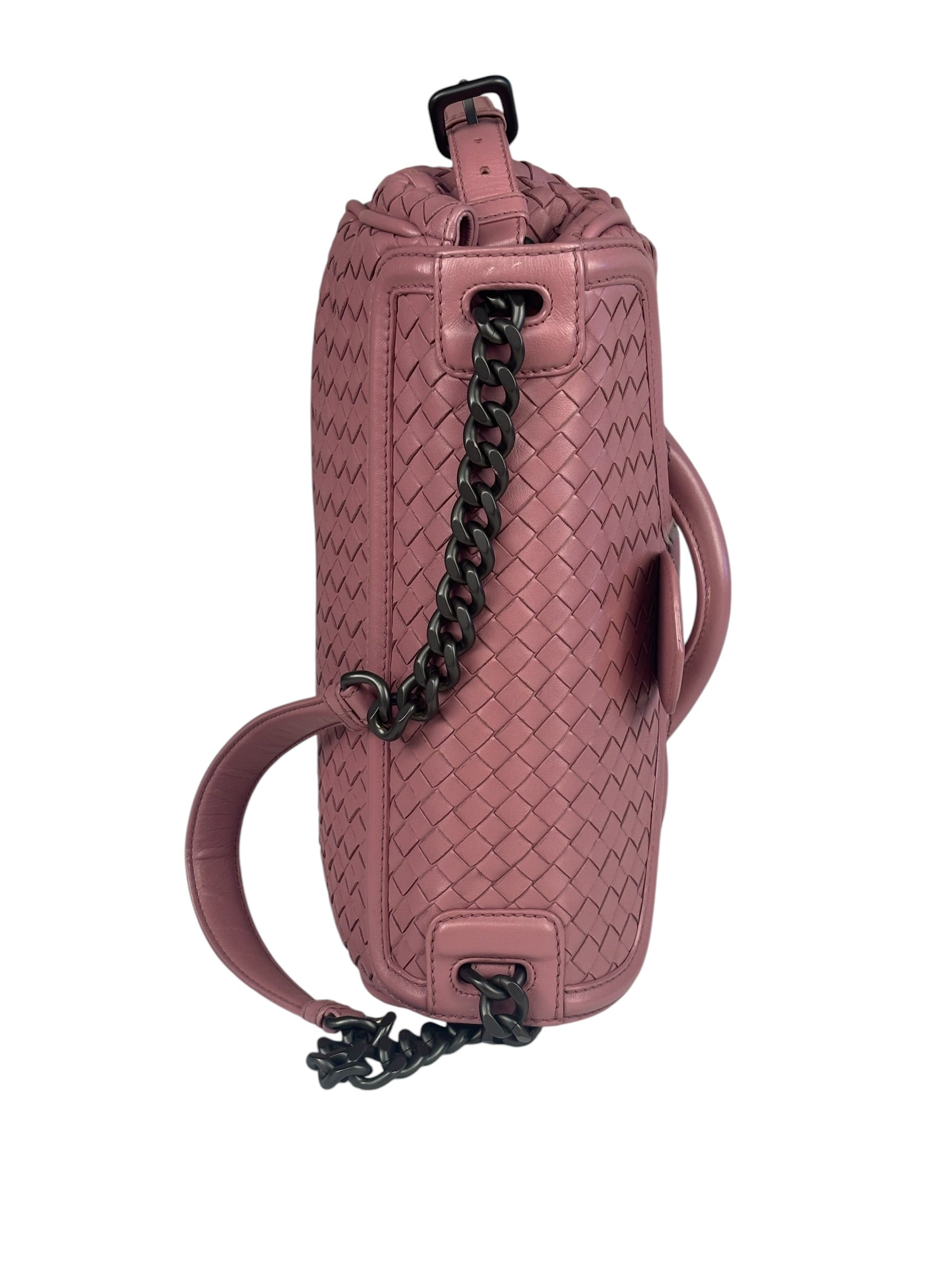 Bottega Veneta Purple Leather Rialto Intrecciato Shoulder Bag