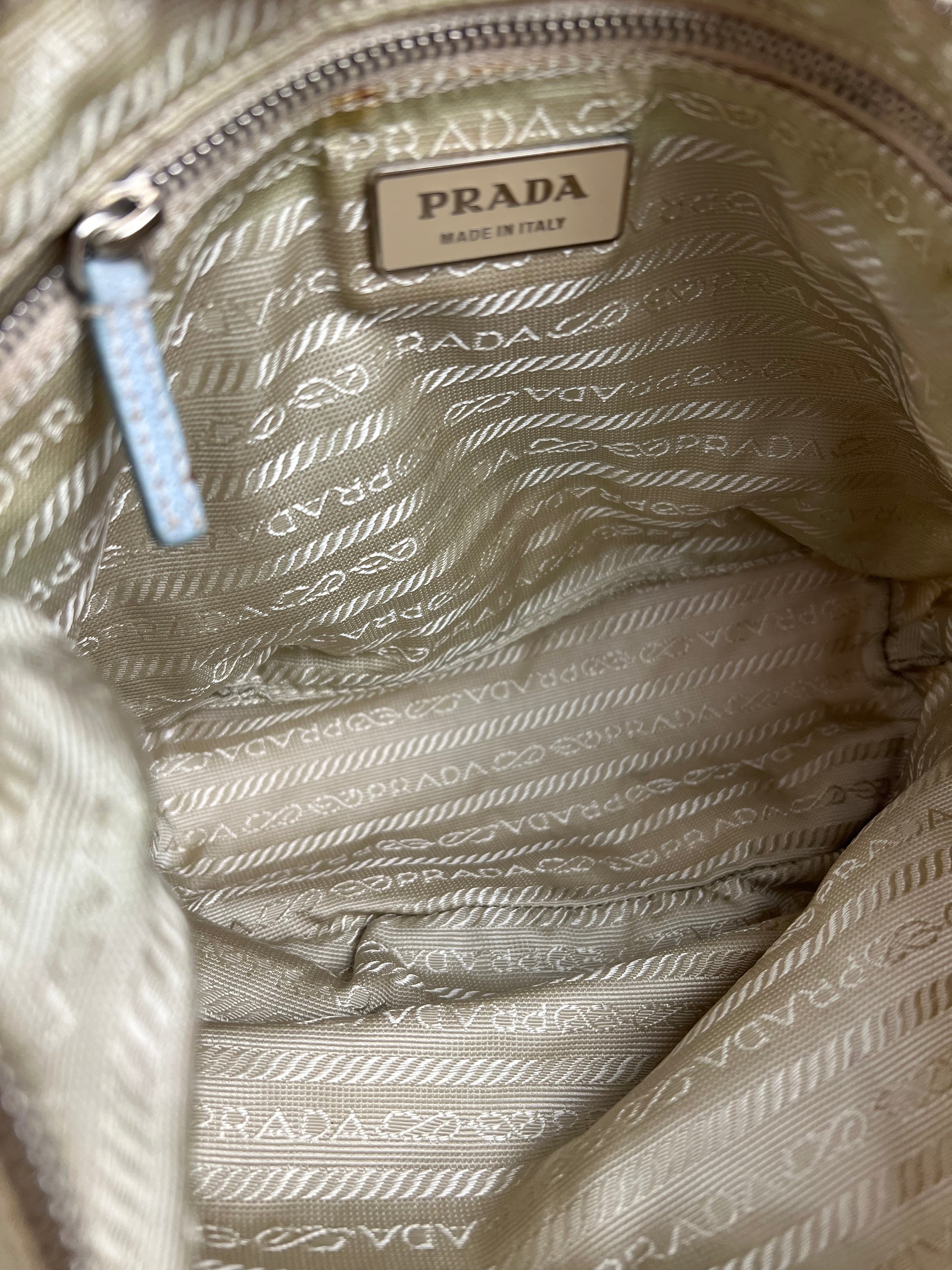 Prada Vintage Nylon Blue Leather Pochette