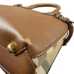Burberry Brown Leather & House Check Small Banner
