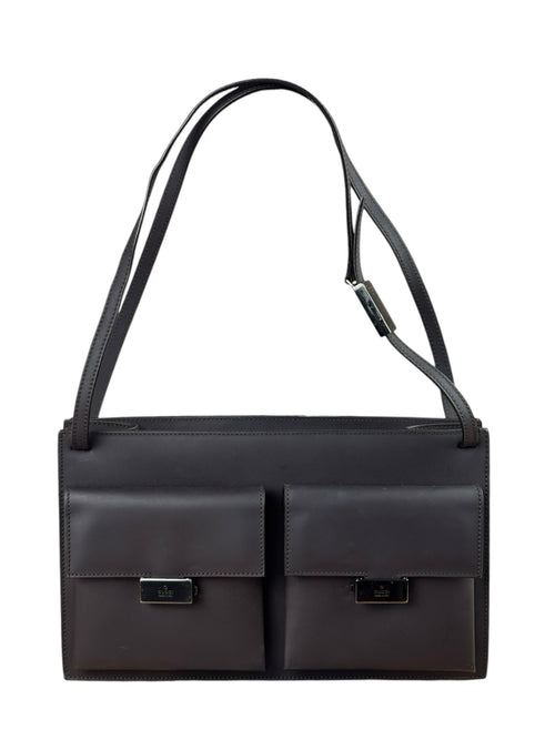 Gucci Wine Leather Double Pocket Shoulder Bag