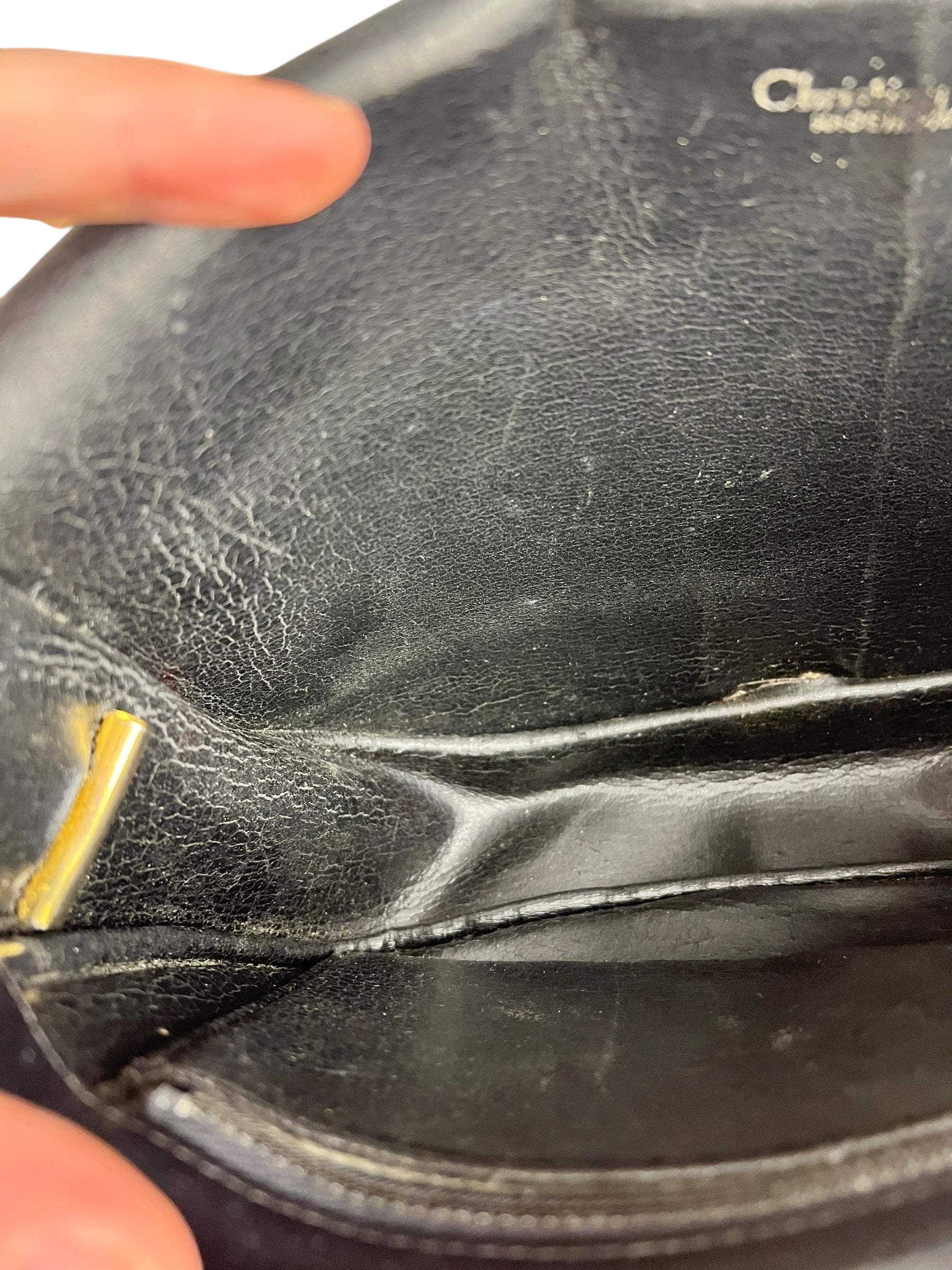 Dior Black Leather Vintage Flap Shoulder Bag