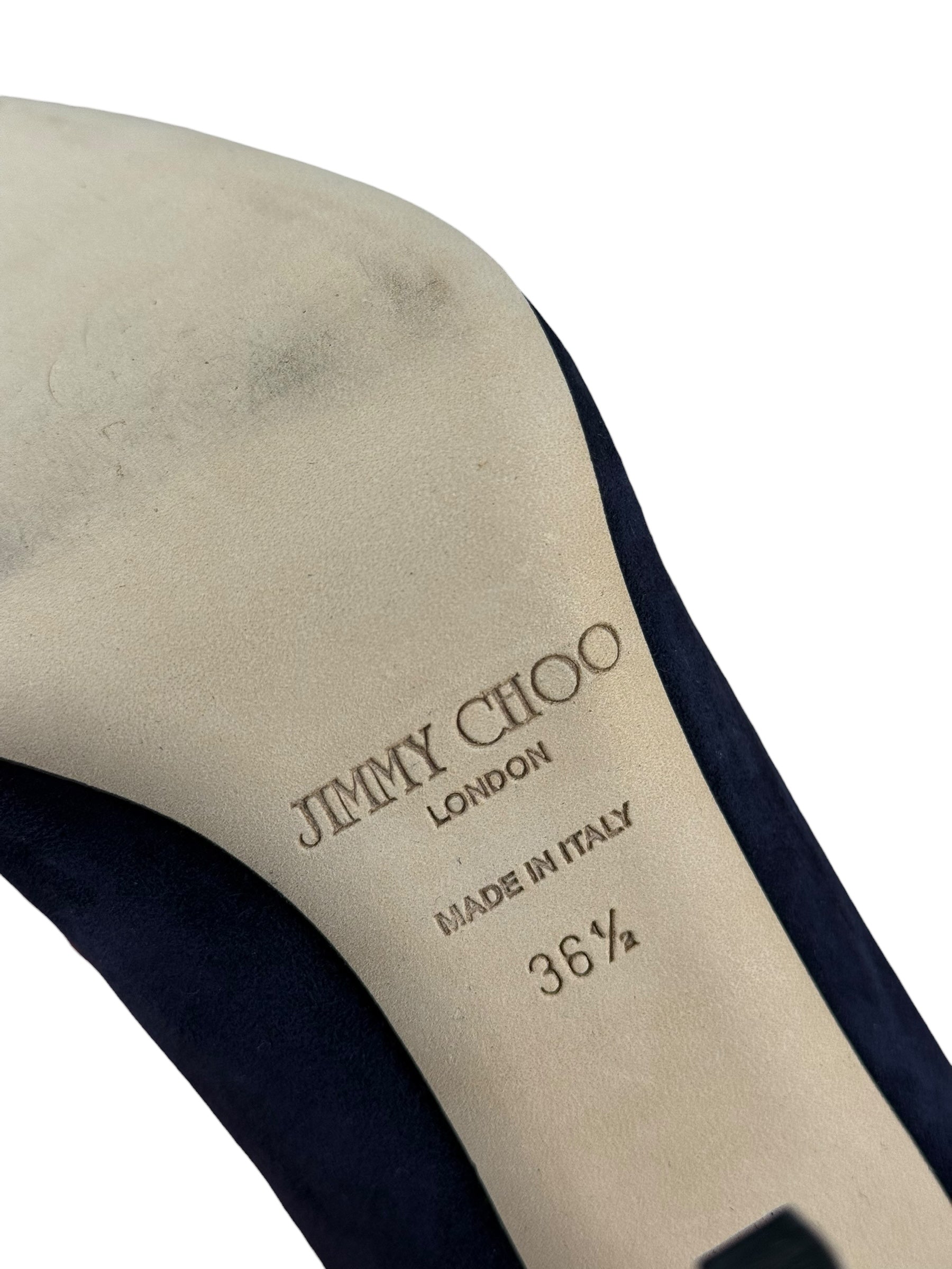 Jimmy Choo Romy Navy Blue Suede Pointed Toe Pumps