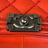 Chanel Red Quilted Double Stitch Boy Bag 2014