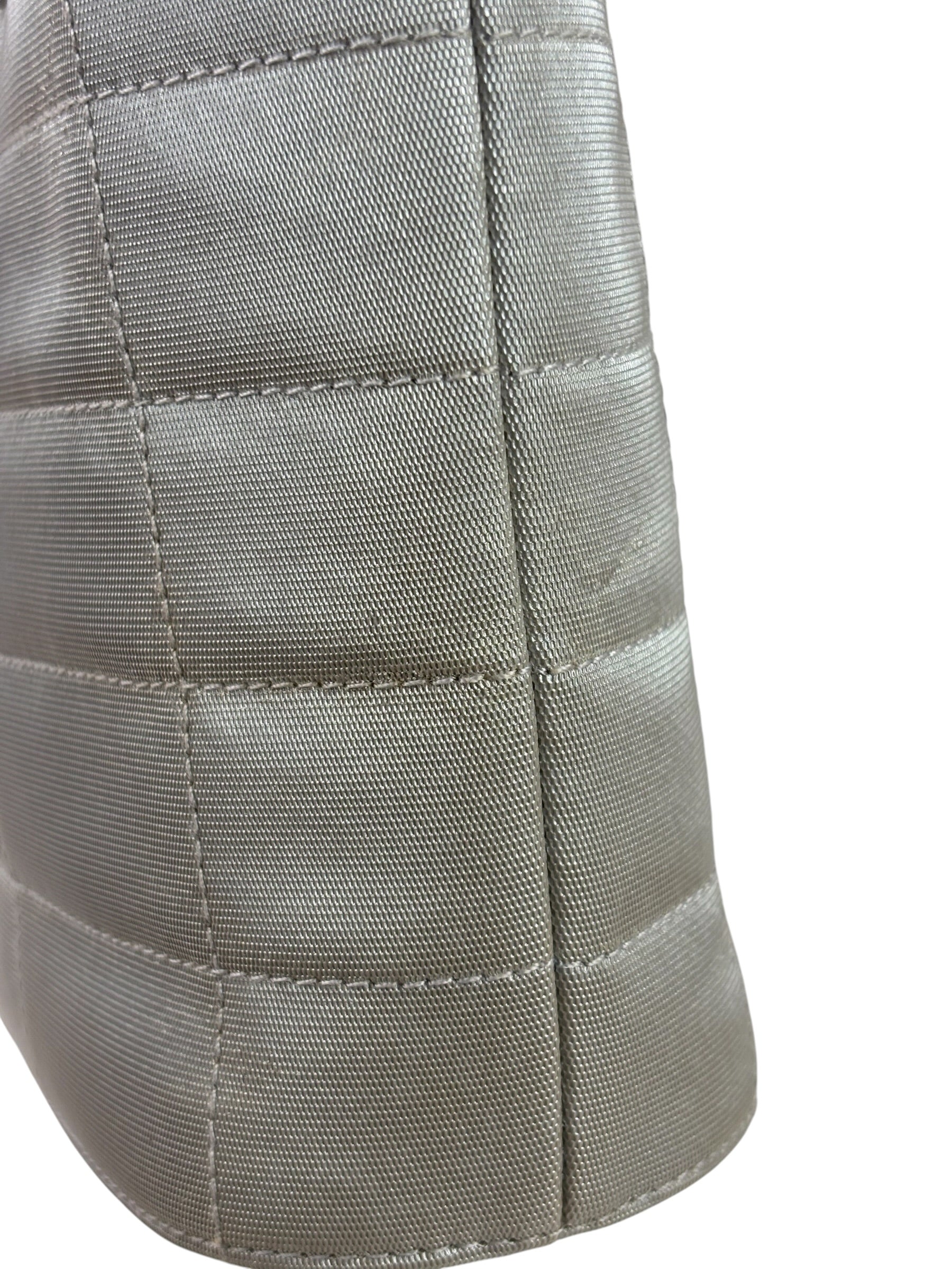 Chanel Silver Nylon Quilted Vintage Mini Chocolate Bar Tote 1997