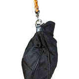 Gucci Vintage Black Canvas Bamboo Handle Bag