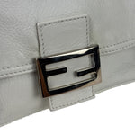 Fendi White Leather Baguette