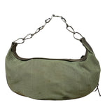 Chanel Olive Green/Brown Leather Trim Interlocking Ring Strap Hobo Bag 2003