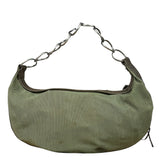 Chanel Olive Green/Brown Leather Trim Interlocking Ring Strap Hobo Bag 2003